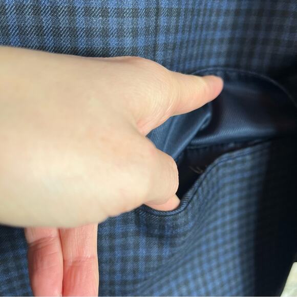 JB Britches | Logan Blue Check Suit Coat Blazer 100% Wool Classic Fit Size 40S - Picture 5 of 9